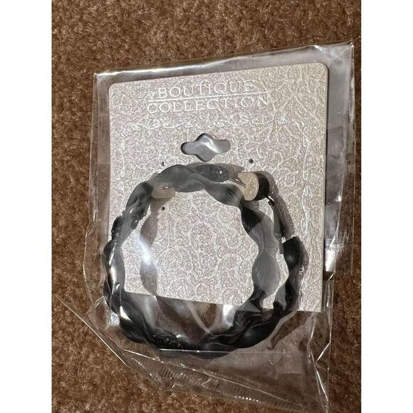 NIP Large Black Spiral Hoop Earrings 2” Wide by Gennaro - Picture 1 of 5